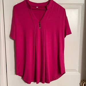 Women's XL Fuchsia Button-Detail Top